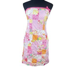 Lilly Pulitzer vintage size 4 Strapless Patchwork Shift Dress retro 90’s Y2K